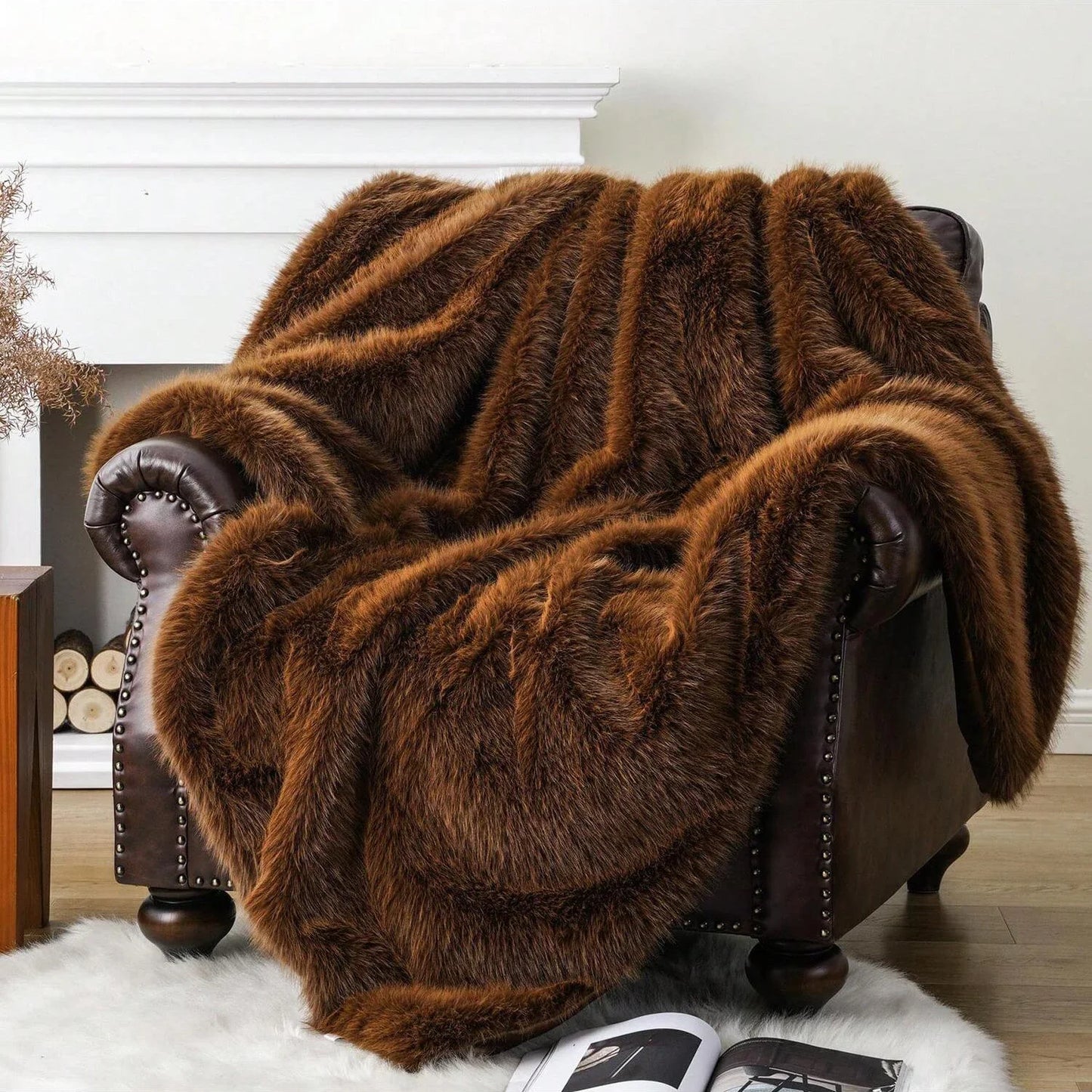 Fluffy Soft Blankets Luxury Fur blanket for Bed Sofa Mink Faux Fur Throw and Blankets Large Warm Blanket for Home Decor