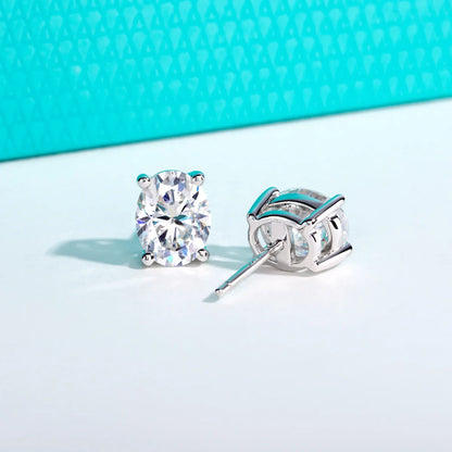 1cttw-6cttw Oval Moissanites Earrings 925 Sterling Silver D Color VVS1 Moissanite Classic Stud Earrings for Woman
