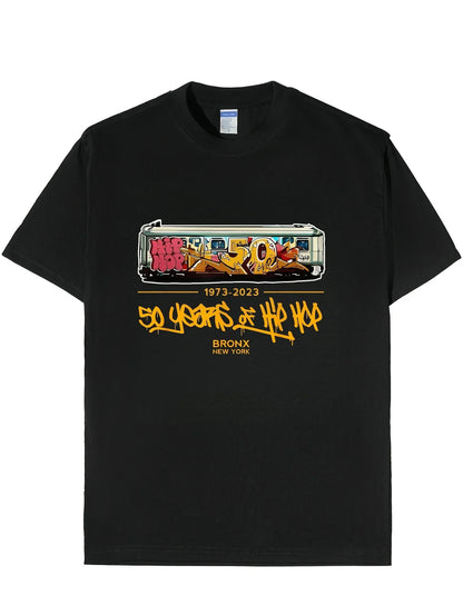 Mens Womens Hip Hop Graphic T-Shirt Black Vintage New York Subway Graffiti T-Shirt for Concerts Festivals and Casual Wear Tops