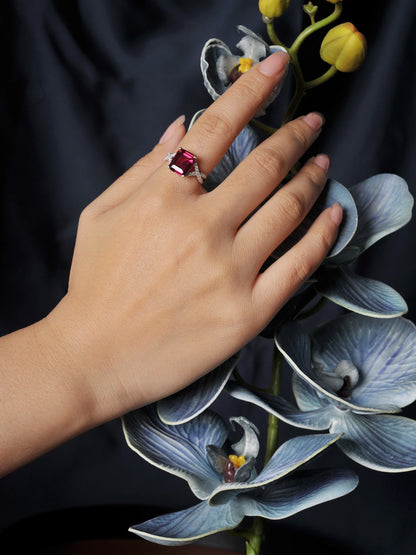 4.16ct Created Red Ruby 925 Sterling Silver Wedding Engagement Promise Ring for Women Fashion Party Jewelry Gift