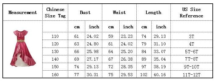 Kids Cosplay Clothing Girls Princess Elena Costume Halloween Carnival Role Playing Child Girl Birthday Party Outfits 2-10Y Dress