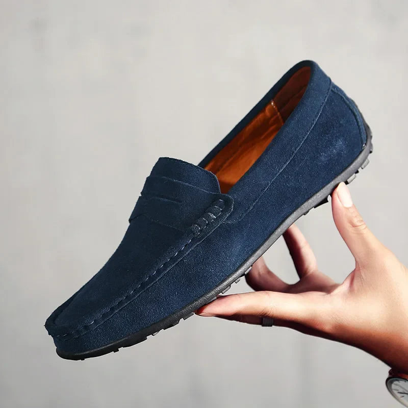 High Quality Leather Men Loafers  Slip on Mens Casual Shoes Fashion Flats Male Driving Shoes Moccasins Ten Colors Size 38-47