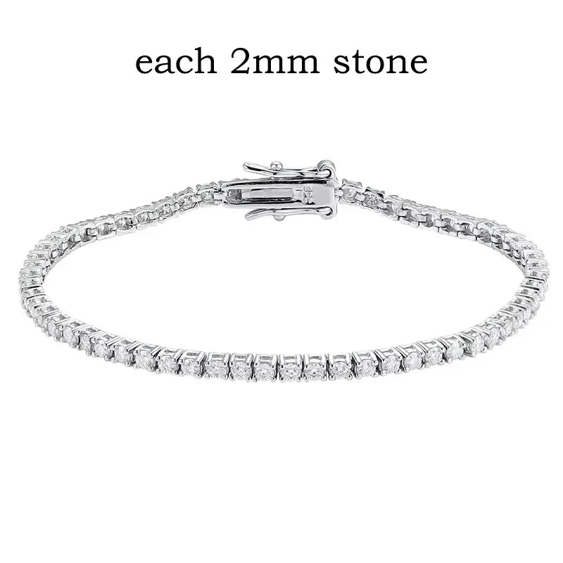 2-6.5mm Real Moissanite Tennis Bracelet for Women Christmas Gift Platinum Plated 100% 925 Sterling Silver Wedding Jewelry