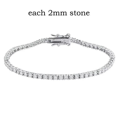 2-6.5mm Real Moissanite Tennis Bracelet for Women Christmas Gift Platinum Plated 100% 925 Sterling Silver Wedding Jewelry