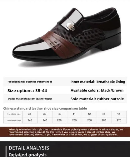 Large Size Summer Breathable Mesh Men's Shoes Formal Men's Leather Shoes Black Business Casual British Shoes