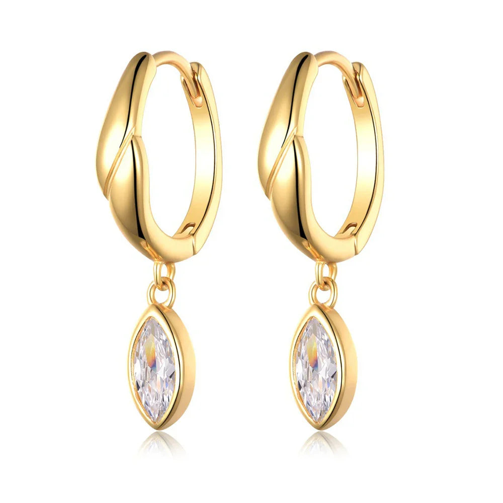 0.4 Carat Marquise Cut Moissanite Diamond Huggies Hoop Earrings with Certificates 925 Sterling Silver Drop Earring for Women Men