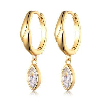 0.4 Carat Marquise Cut Moissanite Diamond Huggies Hoop Earrings with Certificates 925 Sterling Silver Drop Earring for Women Men