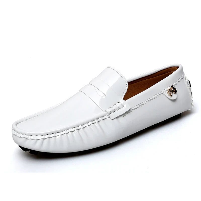 Patent Leather Beanie Shoes Men's New Spring and Summer Large Size Patent Leather Casual British Leather Shoes Women's Slip-On Lazy Casual Shoes Handmade Shoes
