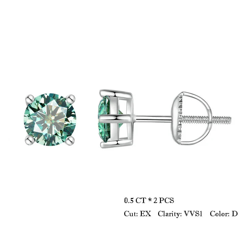 4 Prongs Moissanite Earrings for Women Solid 925 Sterling Silver 2CT VVS1 Lab Diamond Sparkling Classic Wedding Jewelry