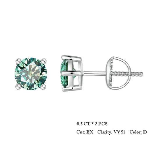 4 Prongs Moissanite Earrings for Women Solid 925 Sterling Silver 2CT VVS1 Lab Diamond Sparkling Classic Wedding Jewelry