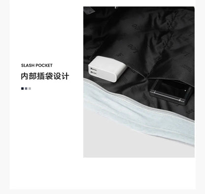 Unisex Utility Canvas Leather Zipper Tote Bag Casual Denim Daily Shopping Handbag Women Man Durable Student School Book Bag
