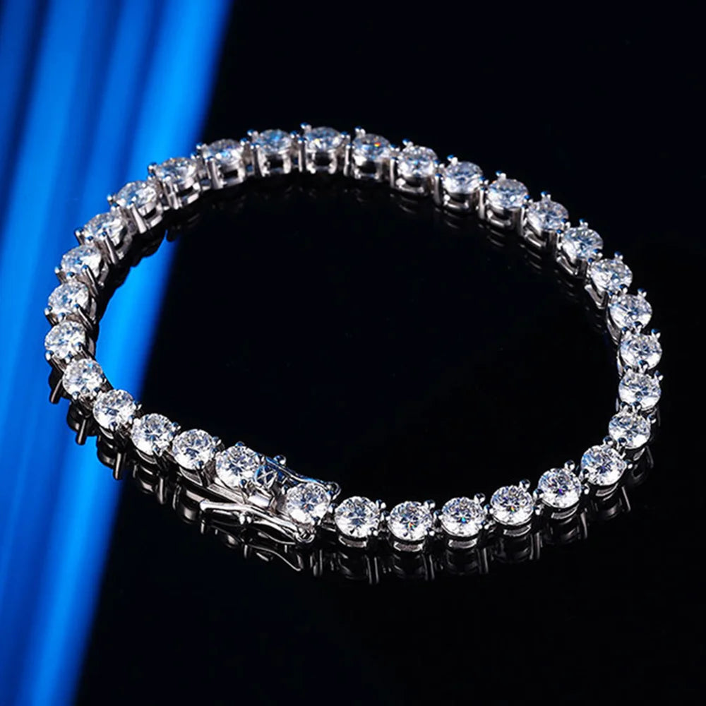 3/4/5MM Full Moissanite Bracelet For Women S925 Sterling Silver D VVS1 Lab Diamond Eternity Bracelet Party Jewelry Gift