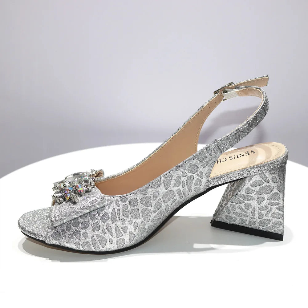 African Fashion Italian Shoes And Bag Sets For Evening Party With Stones Colorful Italian Handbags Match