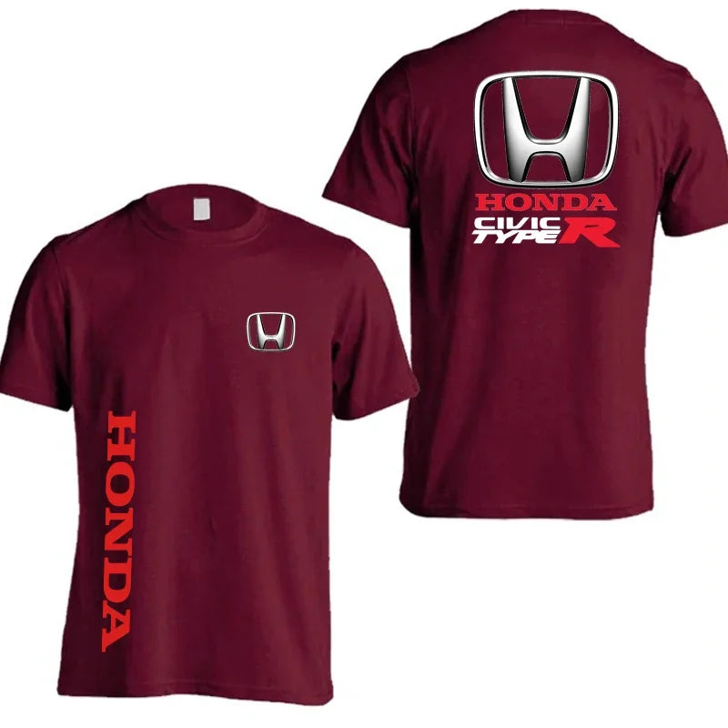 Honda Civic Type R Men's Summer Pure Cotton Racing T-Shirt Women's Outdoor New T-Shirt Street Casual Couple Top