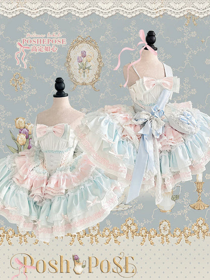 Girls Birthday Lolita Dress 2024 Spring and Summer Women's Tube Top Satin Bowknot Slim Pettiskirt Short Mini Party Dress