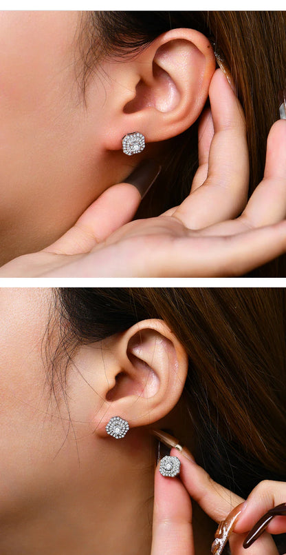Luxurly D VVS1 Color Moissanite Stud Earrings For Women Top Quality 100% 925 Sterling Silver Sparkling Wedding Jewelry