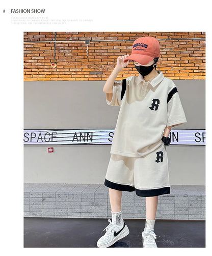 Teenagers Summer Boys Clothing Sets New Letter Fashion T-Shirt + Shorts 2Pcs Boys Suits Birthday Gift 5-14 Years Kids Clothes