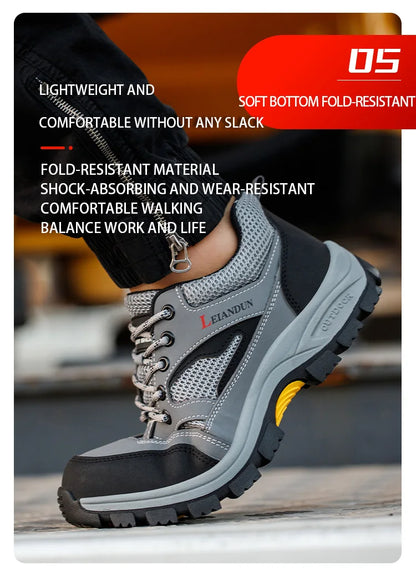 Men's Tactical Safety Shoes Breathable Steel Toe Puncture Resistant Work Shoes Wear-Resistant Protective Footwear