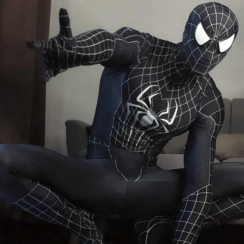Black Spider Man Toby Costume Slim Fit Jumpsuit Cosplay Superhero Expedition Costume Superhero Zhentai Halloween Party Gifts