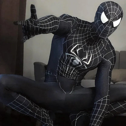 Black Spider Man Toby Costume Slim Fit Jumpsuit Cosplay Superhero Expedition Costume Superhero Zhentai Halloween Party Gifts