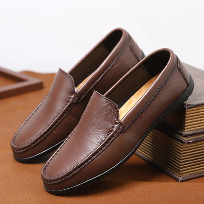 Genuine Leather Men Shoes Casual Luxury Brand Men Loafers Italian Moccasins Breathable Slip on Men Driving Shoes Chaussure Homme