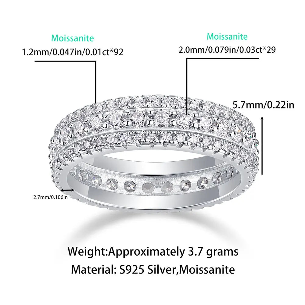 GRA Certified Moissanite Eternity Band Rings for Women s925 Sterling Silver Plated 18k White Gold Wedding Man‘s Rings