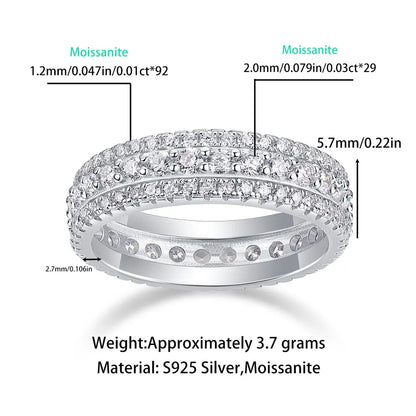 GRA Certified Moissanite Eternity Band Rings for Women s925 Sterling Silver Plated 18k White Gold Wedding Man‘s Rings