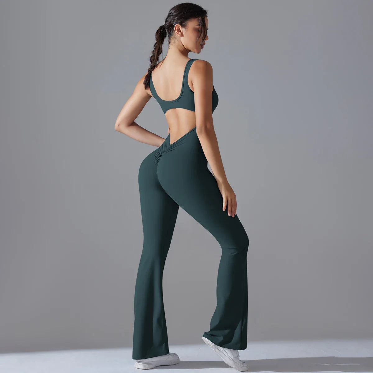 Sexy Back V Jumpsuit Gym Set Women Training Yoga Suit Sportswear Women Sports Jumpsuit Fitness Rompers Stretch Workout Bodysuits