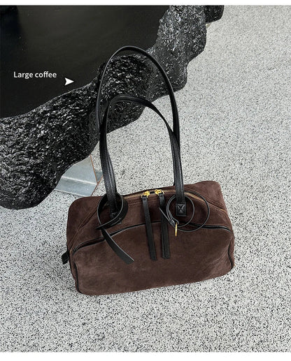 Autumn winter Women's Cow Genuine Leather Tote Bag suede commuting Cowhide Handbags Large Capacity Designer Luxury velvet Bags