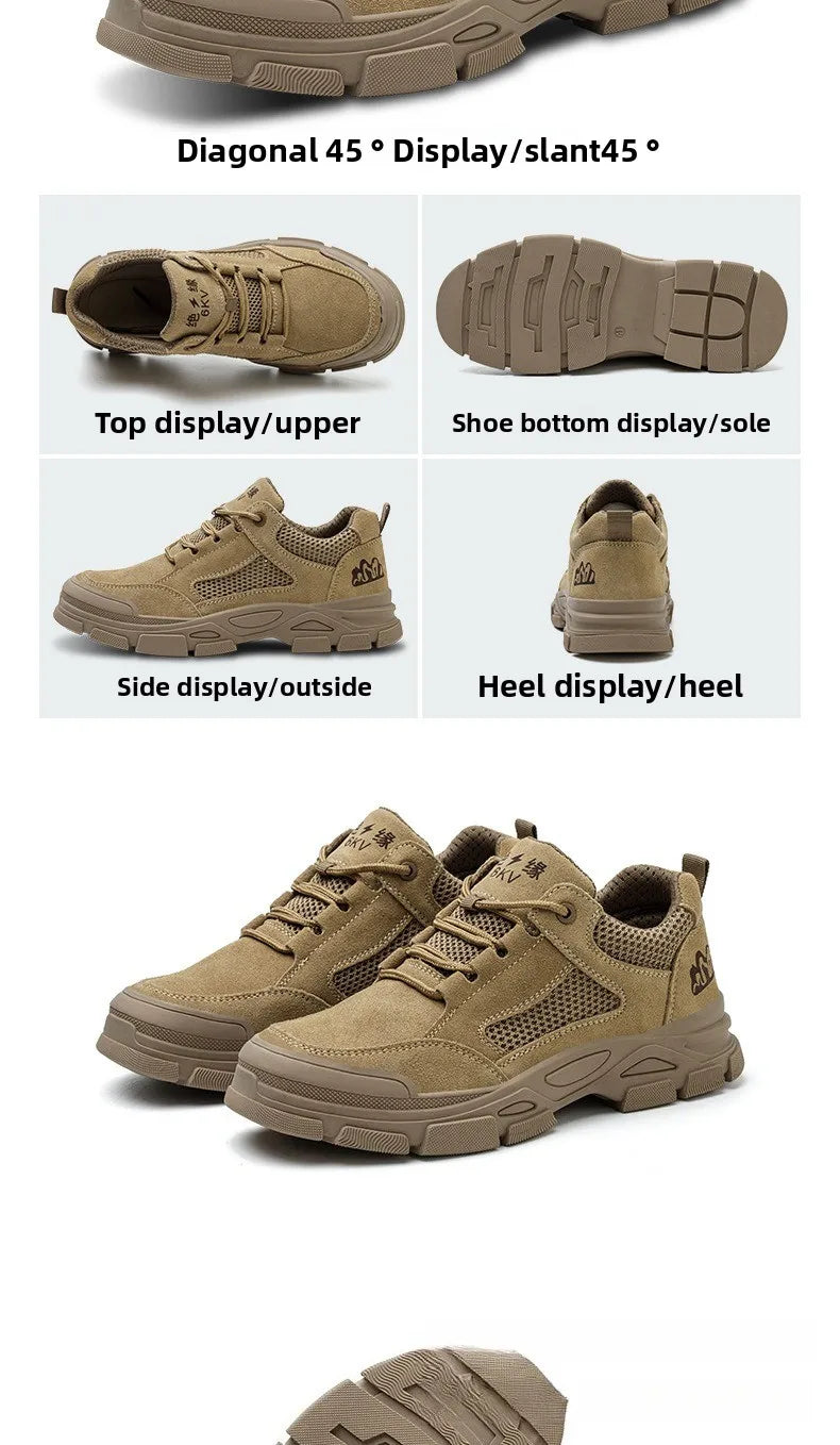 Labor Protection Shoes Men's Anti Smashing AntiPiercing Insulation Work Shoes Cowhide Solid Bottom Construction Site SafetyShoes