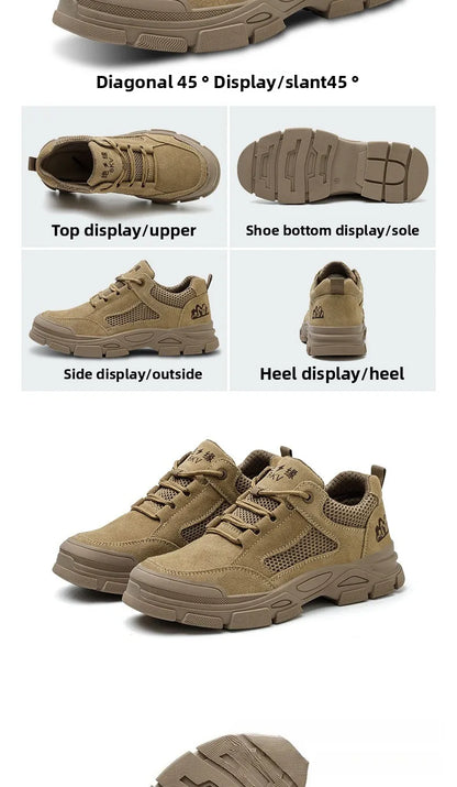 Labor Protection Shoes Men's Anti Smashing AntiPiercing Insulation Work Shoes Cowhide Solid Bottom Construction Site SafetyShoes