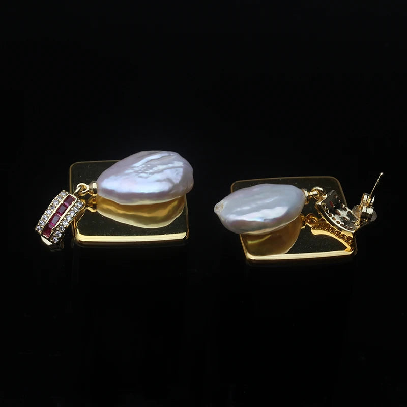 Genuine Natural Freshwater Baroque Pearl Earring Woman,White Silver 925 Pearl Earrings Jewelry Mother Wife Birthday Gift