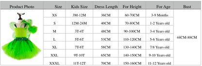 Girls Green Glitter Fairy Dress Kids Butterfly Flower Tutu Dresses with Wing and Stick Hairbow Children Christmas Party Costumes