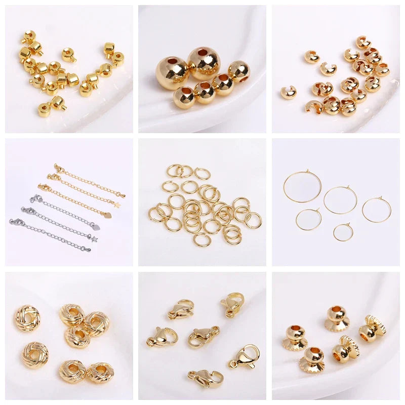 14K Gold Plated Brass Earrings Hooks Round Hoop Earrings,Earring Fixtures,Fasteners For Earrings,DIY Earring Making Accessories