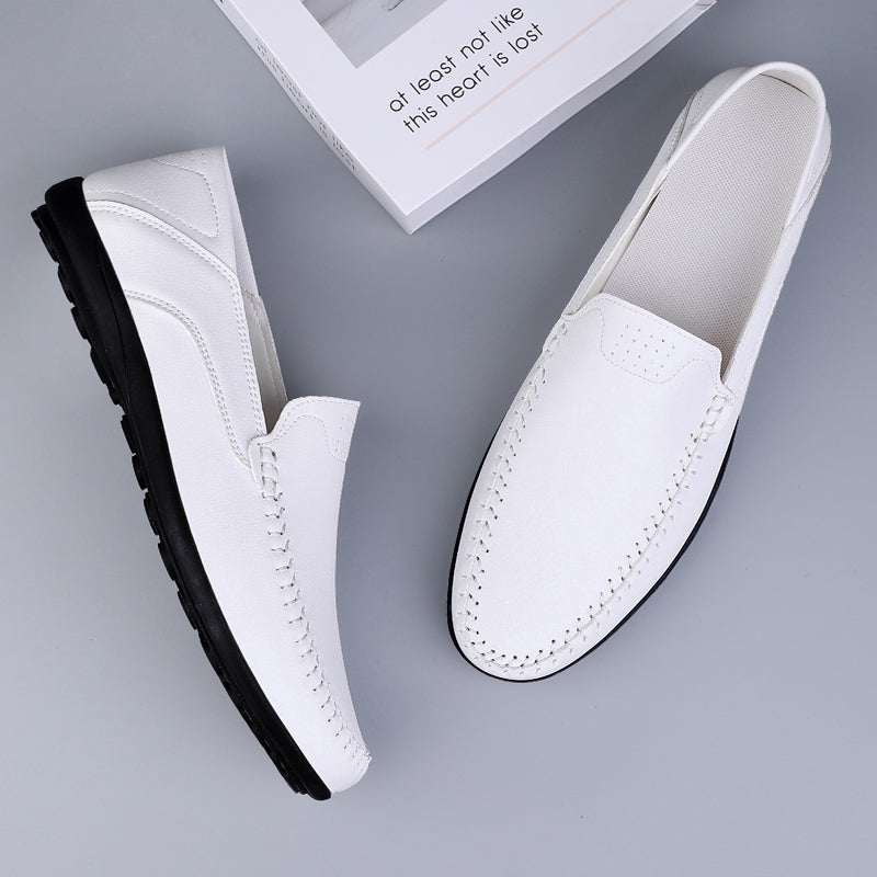 Fashion Men Casual Leather Shoes Luxury Italian Soft Men Loafers Handmade Moccasins Men Breathable Slip on Boat Shoes Plus Size