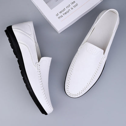 Fashion Men Casual Leather Shoes Luxury Italian Soft Men Loafers Handmade Moccasins Men Breathable Slip on Boat Shoes Plus Size