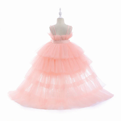 Elegant Tulle Bridesmaids Party Girls Dresses Summer Baptism Birthday Wedding Prom Princess Dress for Girl Christmas Kids Clohes