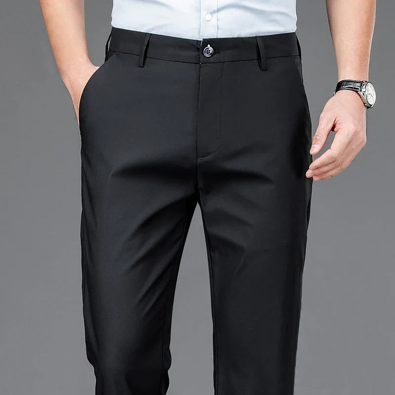 Mens Dress Pants Stretch Smart Fomal Pants Men's Trousers Black Blue Suit Pants Spring Summer Wedding Pants