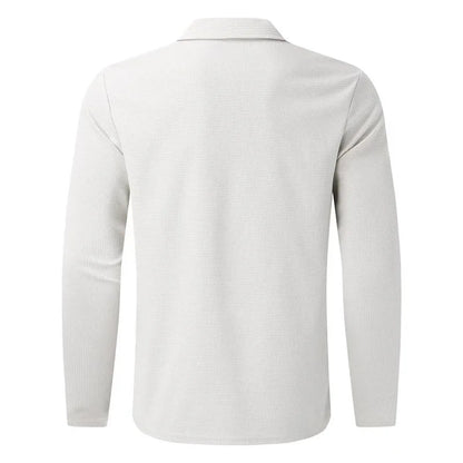 2024 men's new waffle long-sleeved lapel zipper cardigan casual sports suit
