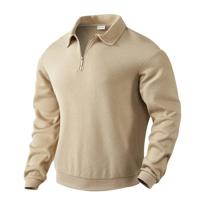 24 cross-border popular autumn long-sleeved lapel zipper men's loose casual top polo shirt