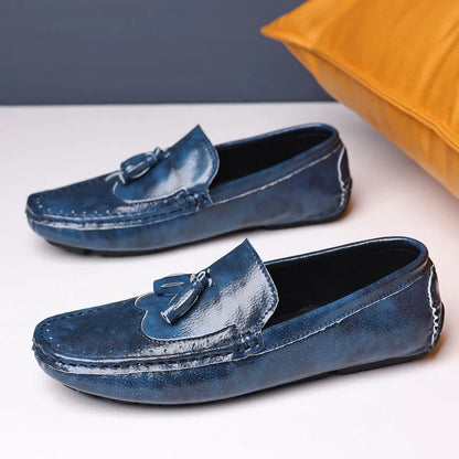 Sapatos Masculinos Loafers Confortáveis Slip-on Mocassins para Dirigir Calçados Masculinos Marca Marrom de Couro Sapatilhas Casuais para Homens