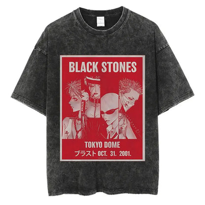 Japanese Anime Nana Osaki Print Vintage Washed Tshirt Harajuku Streetwear Graphic T-Shirt Summer Short Sleeve Cotton Tshirt