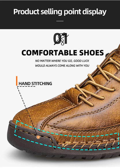 CLOHOO Botas Casuais Esportivas Masculinas Cano Alto Feitas à Mão Respiráveis para Uso ao Ar Livre com Opções de Tamanho Estendido Botas Clássicas de Tornozelo