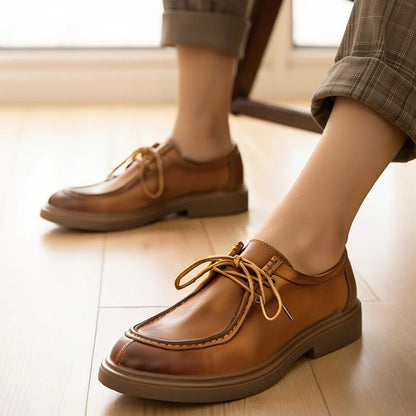 New Genuine Leather Men's Shoes Retro Soft Cowhide Men's Shoes British Business Casual Dress Lacing Soft Sole Leather Shoes