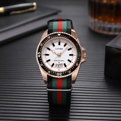 New fashionable women's nylon strap calendar watch, luxurious and simple casual couple luminous quartz watch