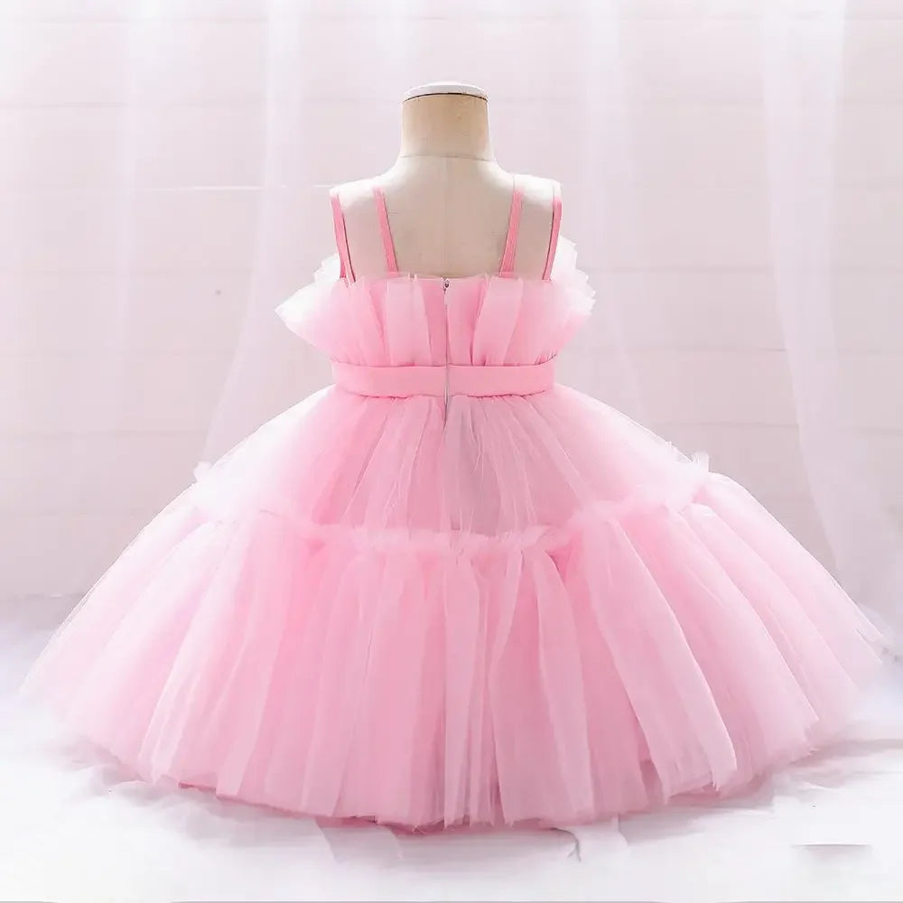 Baby Yellow Dress For Girls Kids Wedding Bridesmaid Dresses Toddler Tulle Birthday Princess Party Dress Infant Outfits Vestidos