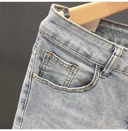 2023 Spring and Autumn New Men's Fashion Solid Color Ripped Jeans Men's Casual Comfort Elastic High-Quality Small Foot Pants