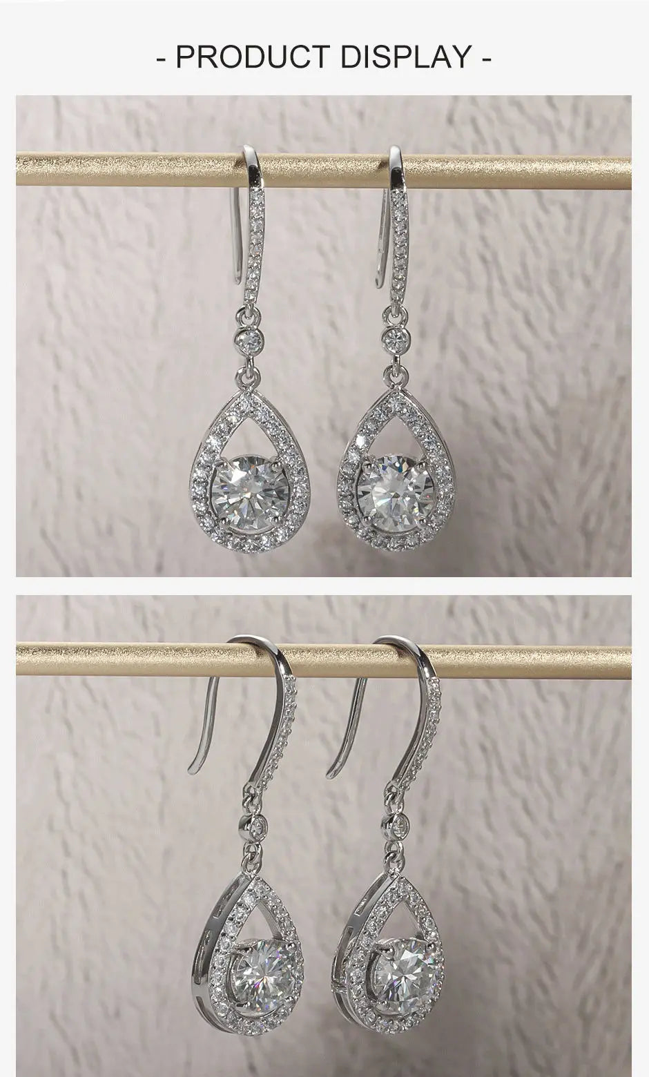 1ct D Color Moissanite Drop Teardrop Shape Earrings 925 Sterling Silve Hook Earrings for Woman Jewelry Gifts Wholesale