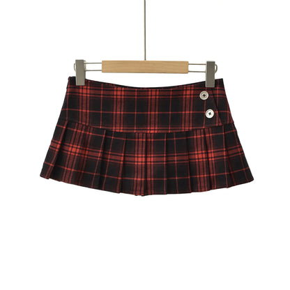 Summer Mini Skirts For Woman Korean Fashion Red Plaid Skirts Women Y2k Skirts Pleated Pleated Skirts Vintage Preppy Style