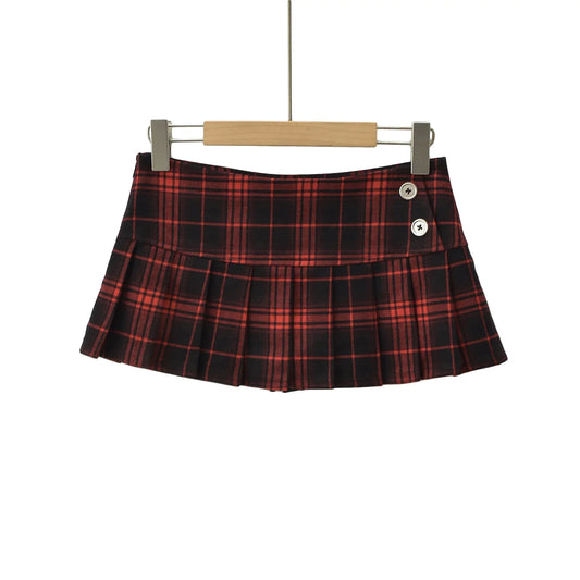 Summer Mini Skirts For Woman Korean Fashion Red Plaid Skirts Women Y2k Skirts Pleated Pleated Skirts Vintage Preppy Style